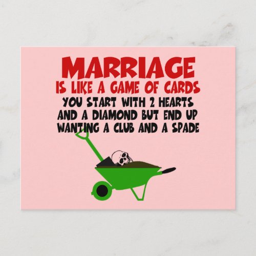 Humorous marriage postcard