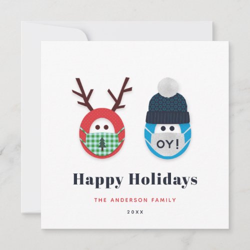 Humorous Masked Christmas and Hanukkah Holiday Card