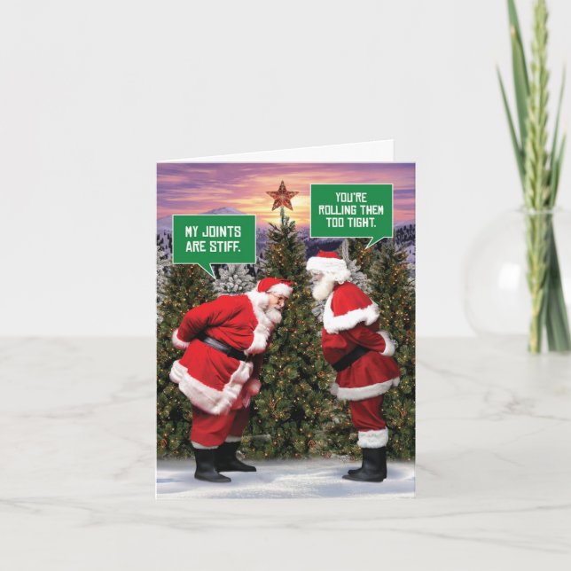 Humorous Merry Christmas Card - Santa Stiff Joints (Front)