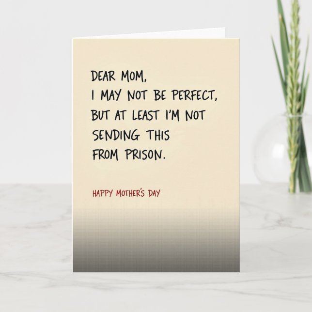 Humorous Mom Prison Message Card (Front)