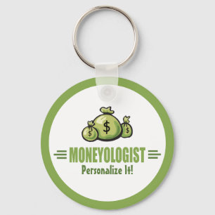 Humorous Money Bags Moneologist Banker Gambler Keychain