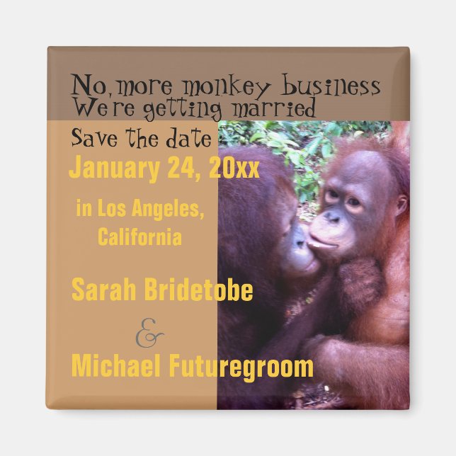 Humorous Monkey Business Save the Date Magnet (Front)