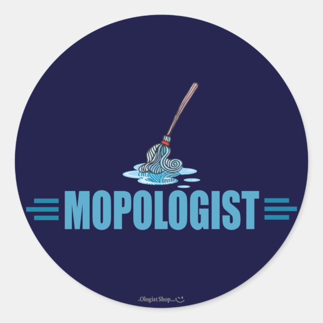 Humorous Mop Mopping Classic Round Sticker (Front)