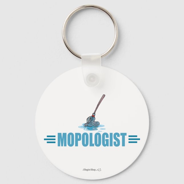 Humorous Mop Mopping Keychain (Front)