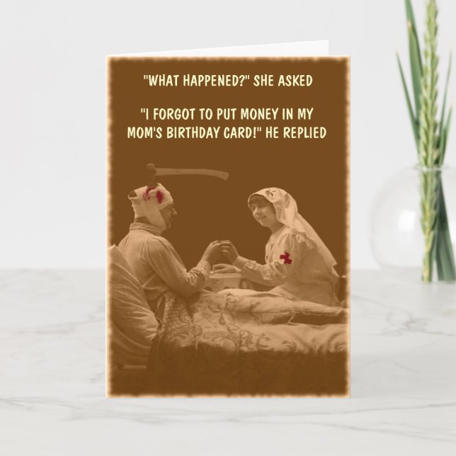 Humorous mother's birthday card (Front)