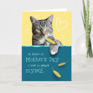 Humorous Mother's Day Card with Naughty Cat