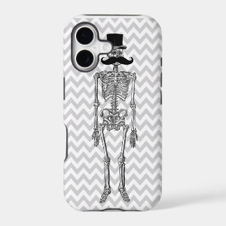 Humorous Mustache on Skeleton Grey iPhone Case