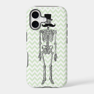 Humorous Mustache on Skeleton LIME iPhone Case