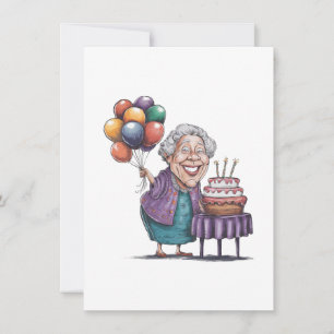 Humorous Nana Bday Party Balloon Art Invitation