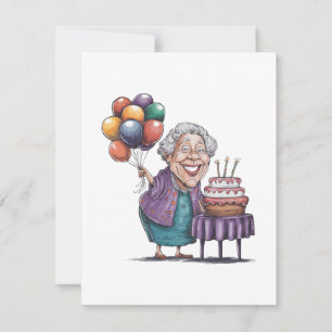 Humorous Nana Bday Party Balloon Art Thank You Card