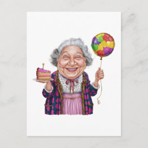 Humorous Nana Birthday Cake Slice Holiday Postcard