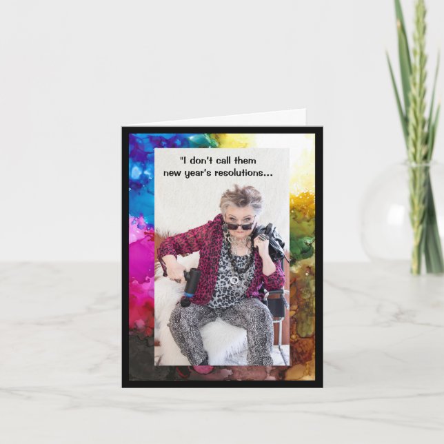 Humorous New Year's Resolutions Greeting Card (Front)