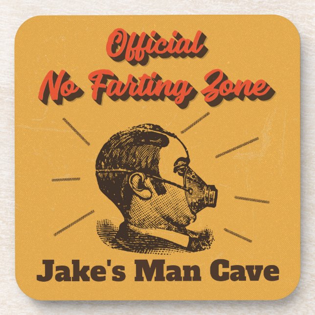 Humorous No Farting Zone Yellow Beverage Coaster (Front)
