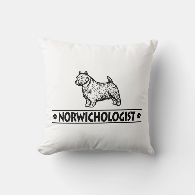 Humorous Norwich Terrier Throw Pillow (Front)