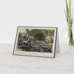 Humorous nostalgia card – flyfishing nature scene
