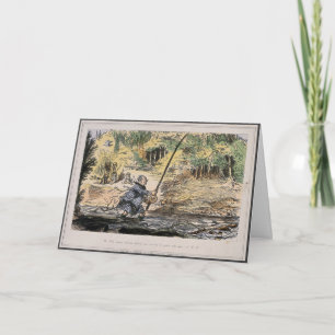 Humorous nostalgia card - flyfishing with daughter