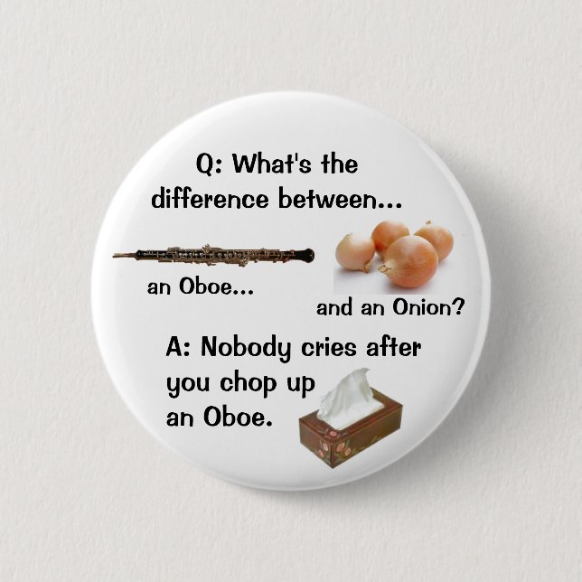 Humorous Oboe Joke Button (Front)