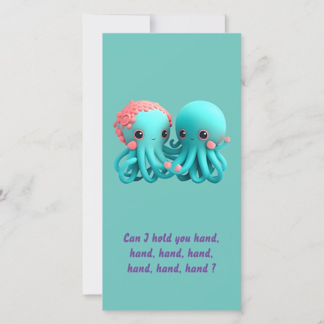 Humorous Octopus Valentine's Holiday Card (Front)