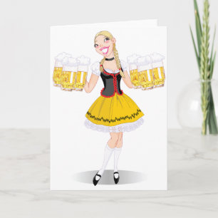 Humorous Oktoberfest Blonde Beer Girl Card
