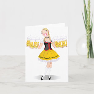 Humorous Oktoberfest Blonde Beer Girl Card