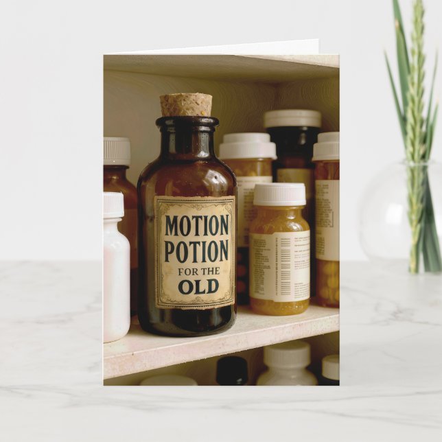 Humorous Old Age Potion Medicine Bottle Card (Front)