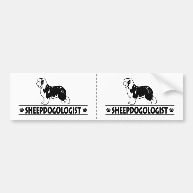 Humorous Old English Sheepdog Bumper Sticker (Front)