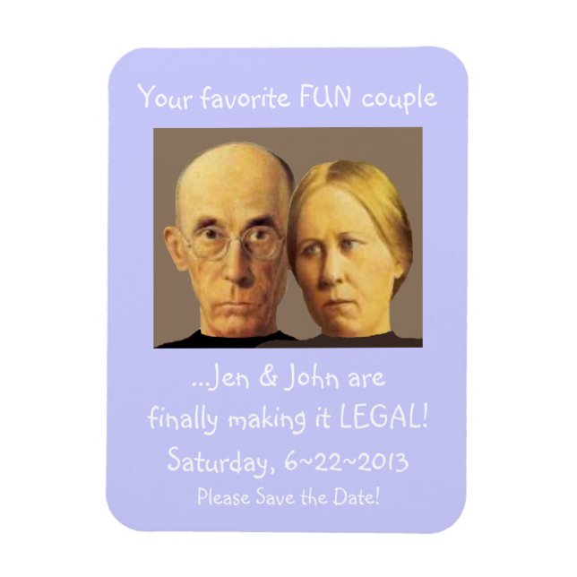 Humorous Older Couple Wedding Save The Date Magnet (Vertical)