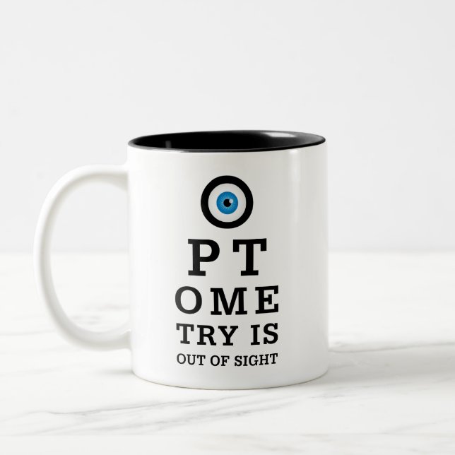 Humorous Optometry Out of Sight Two-Tone Coffee Mug (Left)
