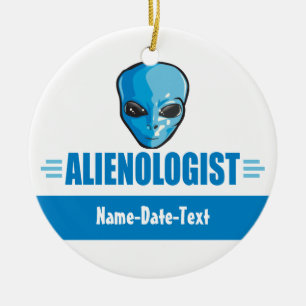 Humorous Outer Space Aliens Ceramic Ornament