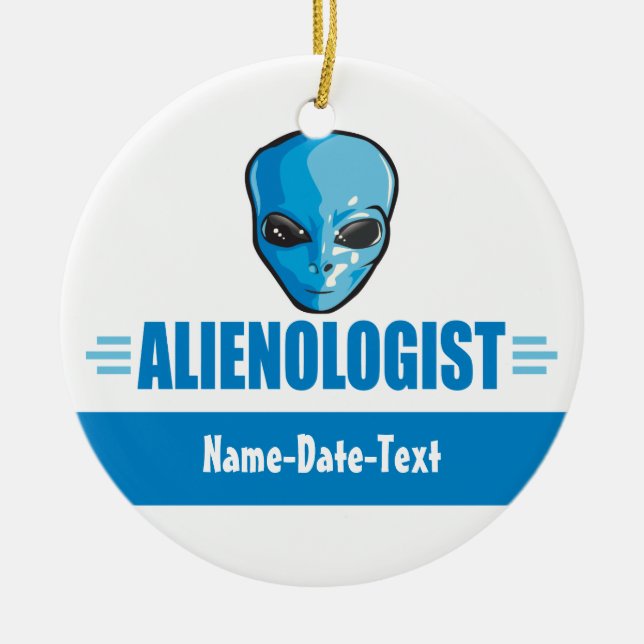 Humorous Outer Space Aliens Ceramic Ornament (Front)
