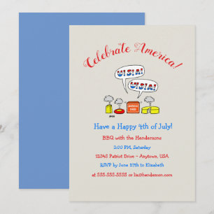 Humorous Patriotic Summer Holiday BBQ Party Invite