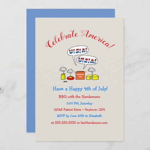 Humorous Patriotic Summer Holiday BBQ Party Invite