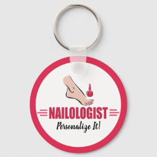 Humorous Pedicure Pink Polish Nail Salon Keychain