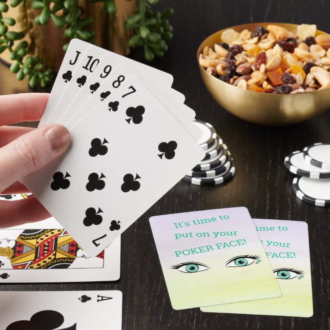 Humorous Peering Green Eyes Personalized Poker Cards (In Situ)