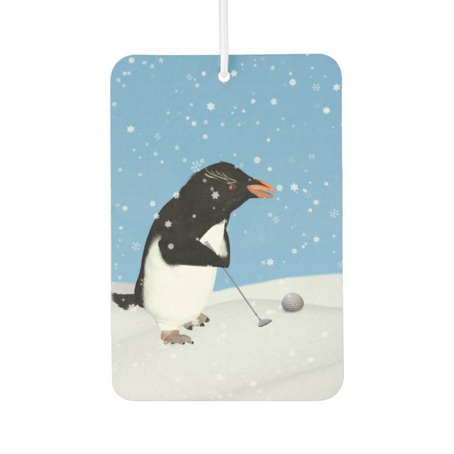 Humorous Penguin Playing Golf Air Freshener (Front)