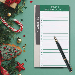 Humorous Personalized Christmas Chaos To Do List Magnetic Notepad