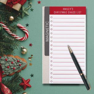 Humorous Personalized Christmas Chaos To Do List Magnetic Notepad