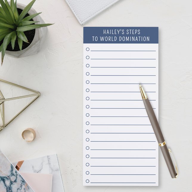 Humorous Personalized Notepad To Do List Minimal (Perfect for big dreamers and sarcastic schemers. Funny, affordable gift for any occasion.)