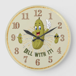 Humorous Pickle Wall Clock Dill With It 2