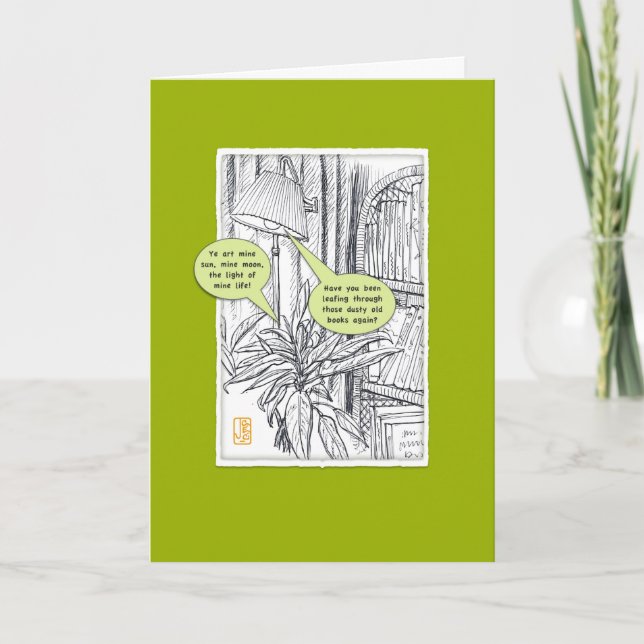 Humorous Plant & Lamp Blank Greeting Card (Front)