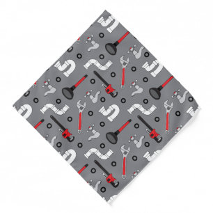 Humorous Plumber Plumbing Tools Patterned Bandana