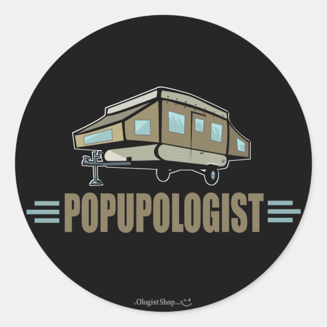 Humorous Pop Up Camper Classic Round Sticker (Front)