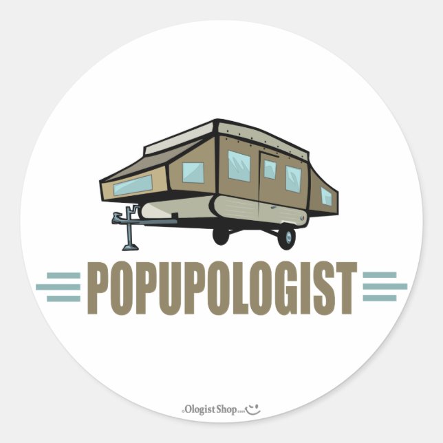 Humorous Pop Up Camper Classic Round Sticker (Front)