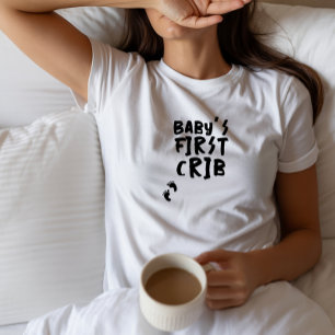 Humorous pregnancy baby fingerprint black T-Shirt