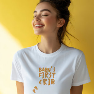 Humorous pregnancy baby fingerprint orange T-Shirt