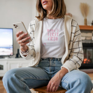 Humorous pregnancy baby fingerprint pink T-Shirt