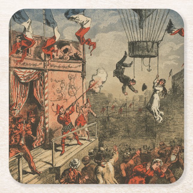 Humorous Print Of A Theatrical Performer Square Paper Coaster (Front)