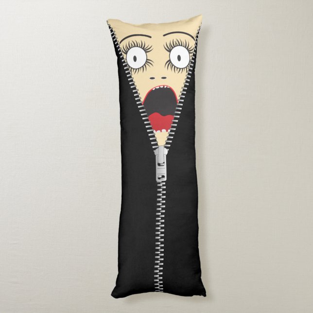 Humorous printed fake zipper body pillow (Back (Vertical))