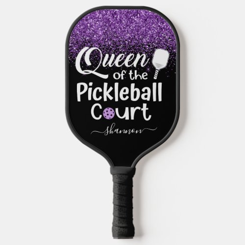 Humorous Queen Purple Glitter Pickleball Paddle