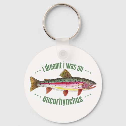 Humorous Rainbow Trout Fly Fishing Funny Keychain